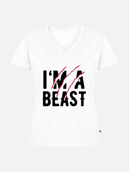 Biest - Frauen Premium Bio T-Shirt mit V-Ausschnitt - Weiß