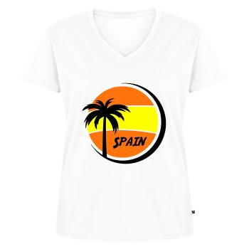 Espagne - T-shirt encolure en V Premium bio Femme - blanc - Devant - AI Model Female 172 dark (172cm)