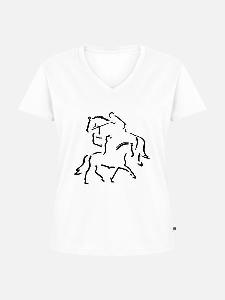 Dressurreiter und Springreiter - Frauen Premium Bio T-Shirt mit V-Ausschnitt - Weiß