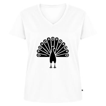 Symbol of an Indian peacock, culture of India - Women's Premium Organic V-neck T-shirt - white - Front - AI Model Female 172 dark (172cm)