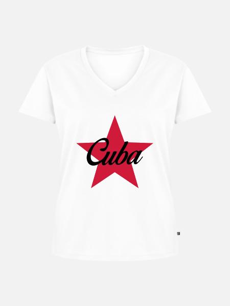 Cuba - Frauen Premium Bio T-Shirt mit V-Ausschnitt - Weiß