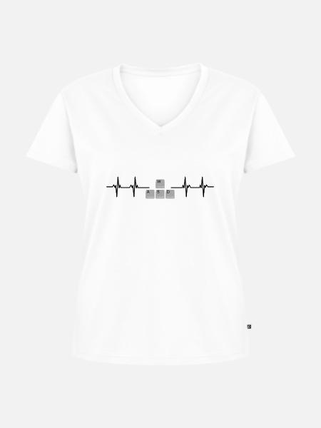 Heartbeat - WASD - Der Zocker - Frauen Premium Bio T-Shirt mit V-Ausschnitt - Weiß