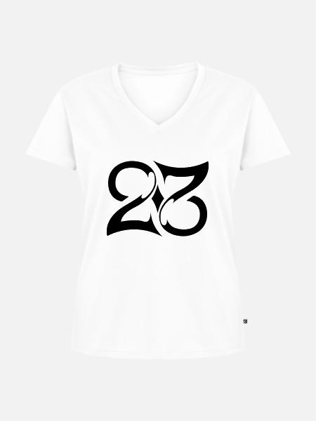23_ambigramm - Frauen Premium Bio T-Shirt mit V-Ausschnitt - Weiß
