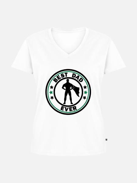 best dad ever superdad - Frauen Premium Bio T-Shirt mit V-Ausschnitt - Weiß