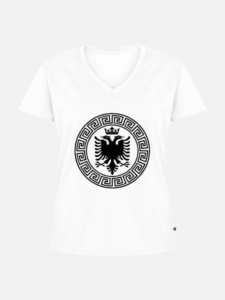 Kosovo Adler - Frauen Premium Bio T-Shirt mit V-Ausschnitt - Weiß