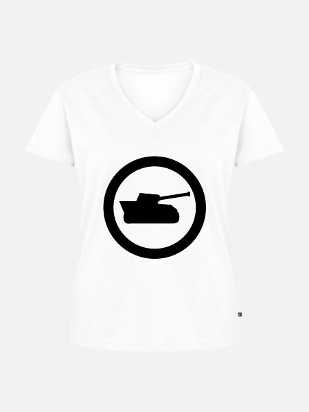 panzer icon - Frauen Premium Bio T-Shirt mit V-Ausschnitt - Weiß