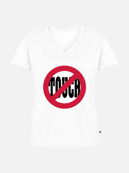 Don´t touch - Frauen Premium Bio T-Shirt mit V-Ausschnitt - Weiß