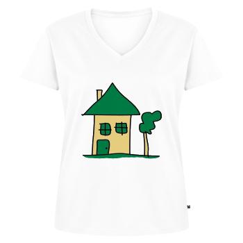 house - Women's Premium Organic V-neck T-shirt - white - Front - AI Model Female 172 dark (172cm)