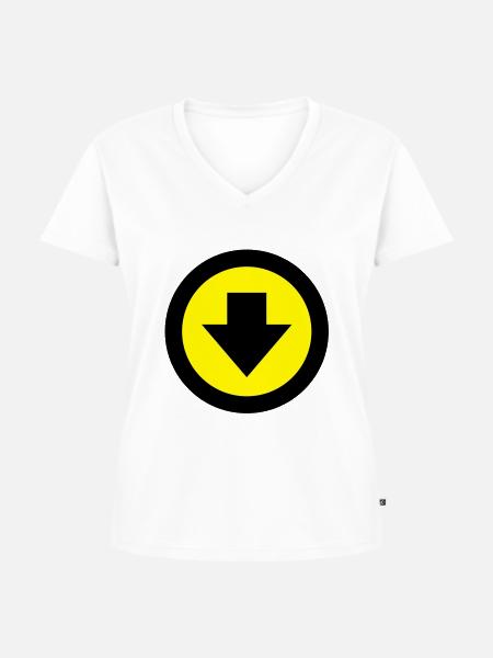 pfeil_unten - Frauen Premium Bio T-Shirt mit V-Ausschnitt - Weiß