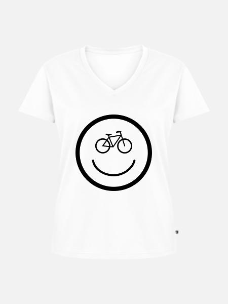 Radfahren - Frauen Premium Bio T-Shirt mit V-Ausschnitt - Weiß