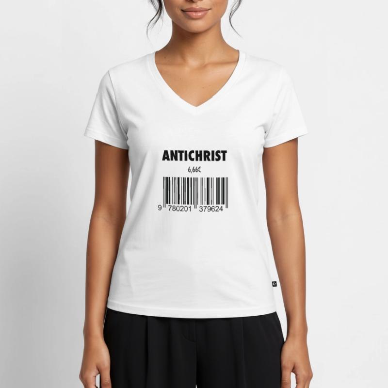devil antichrist 666 barcode roast satan hell Women's Premium Organic V-neck T-shirt