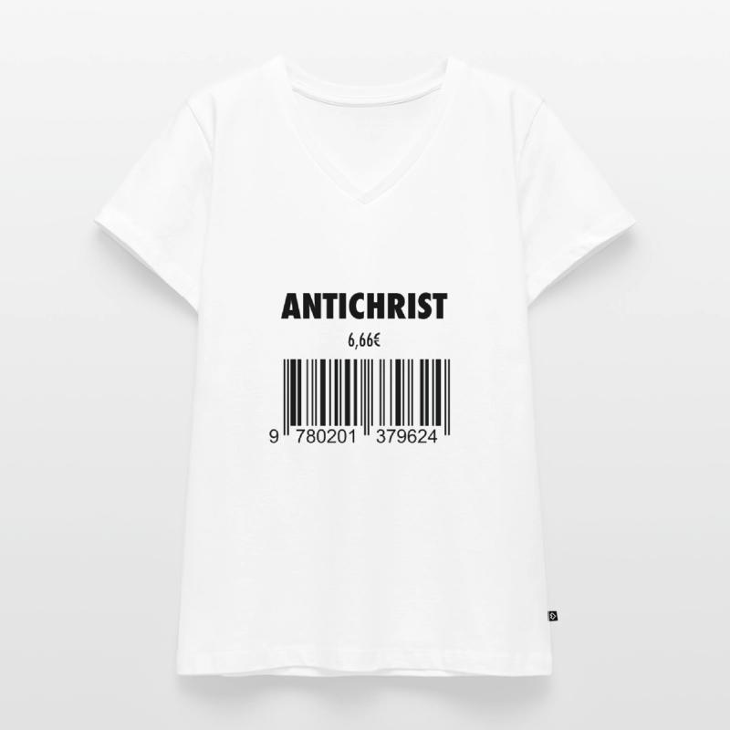 devil antichrist 666 barcode roast satan hell Women's Premium Organic V-neck T-shirt