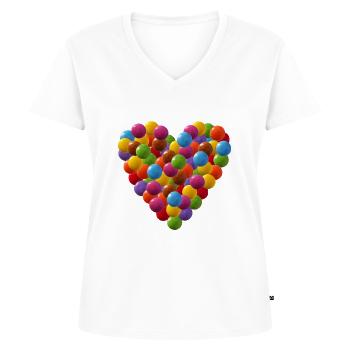 Mein Herz schlägt für Schokolinsen - Frauen Premium Bio T-Shirt mit V-Ausschnitt - Weiß - Vorne - AI Model Female 172 dark (172cm)