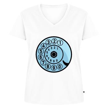 Dial Vintage Phone Call Retro Technologie - T-shirt encolure en V Premium bio Femme - blanc - Devant - AI Model Female 172 dark (172cm)