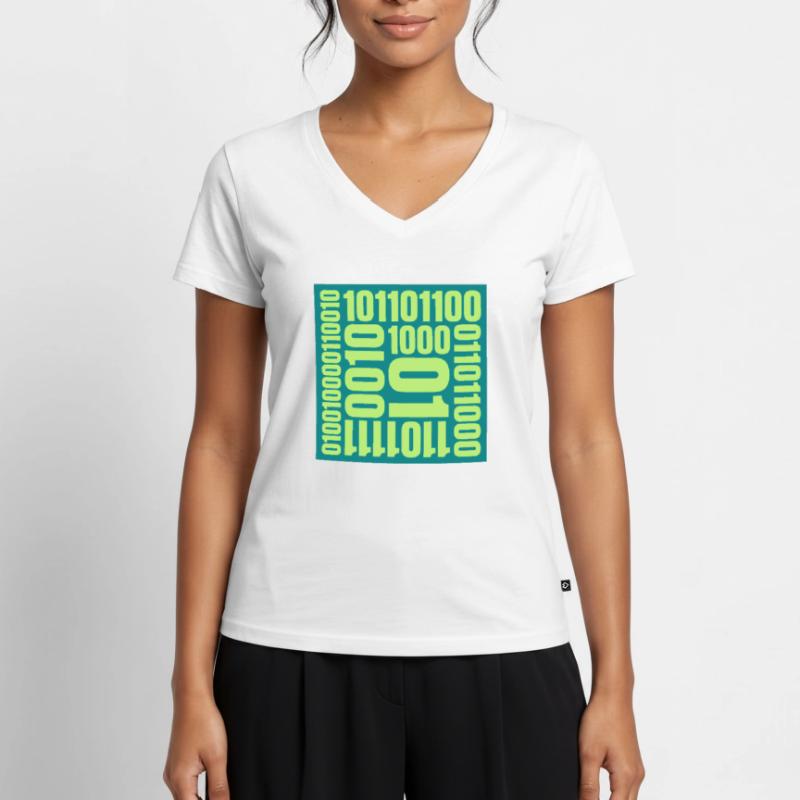 Binary Code Program Language Women's Premium Organic V-neck T-shirt