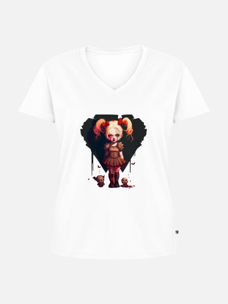 Dämonenmädchen mit Ponys - Frauen Premium Bio T-Shirt mit V-Ausschnitt - Weiß