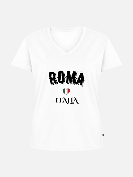 Roma italia - Frauen Premium Bio T-Shirt mit V-Ausschnitt - Weiß