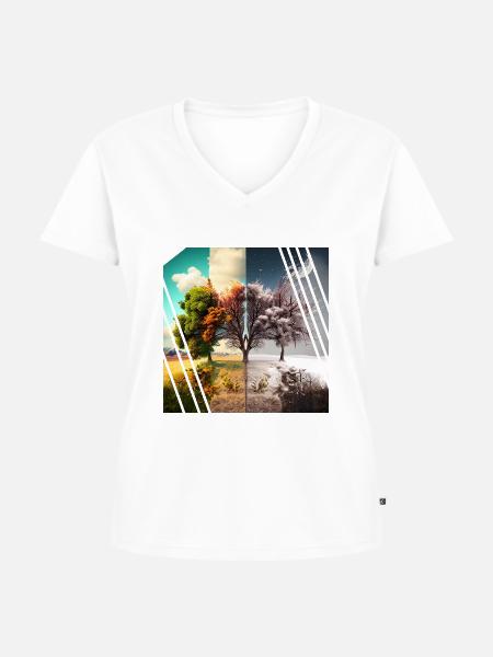 Vier Jahreszeiten - Frauen Premium Bio T-Shirt mit V-Ausschnitt - Weiß