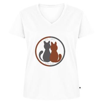 Katzen Katzen Katzen - Frauen Premium Bio T-Shirt mit V-Ausschnitt - Weiß - Vorne - AI Model Female 172 dark (172cm)