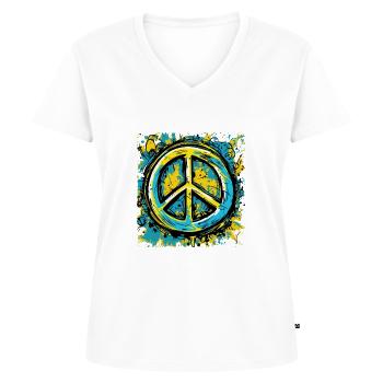 Peace Zeichen Friede in der Ukraine - Frauen Premium Bio T-Shirt mit V-Ausschnitt - Weiß - Vorne - AI Model Female 172 dark (172cm)