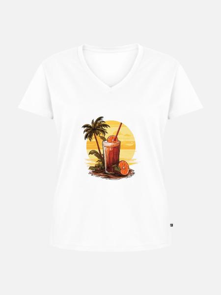 Tropical Drink - Frauen Premium Bio T-Shirt mit V-Ausschnitt - Weiß