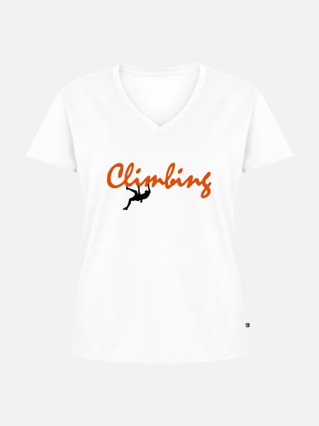 Climbing - Frauen Premium Bio T-Shirt mit V-Ausschnitt - Weiß