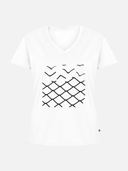 frei - Frauen Premium Bio T-Shirt mit V-Ausschnitt - Weiß