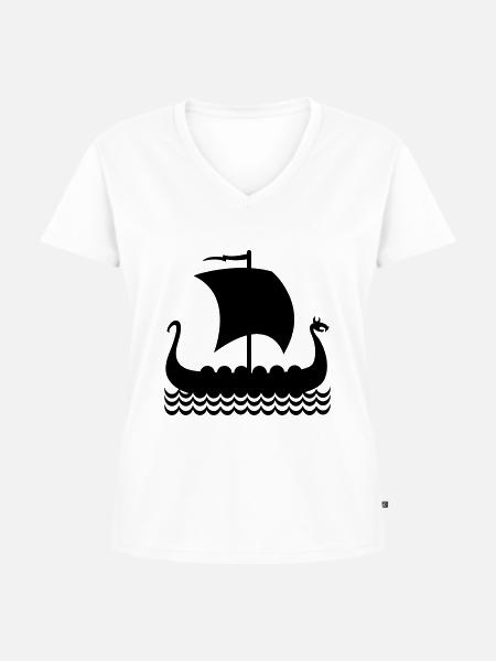 Drachenboot - Frauen Premium Bio T-Shirt mit V-Ausschnitt - Weiß