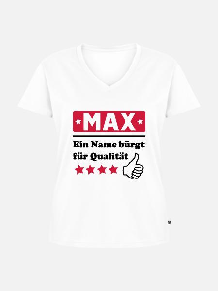 max - Frauen Premium Bio T-Shirt mit V-Ausschnitt - Weiß