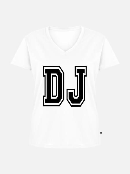 DJ - Frauen Premium Bio T-Shirt mit V-Ausschnitt - Weiß