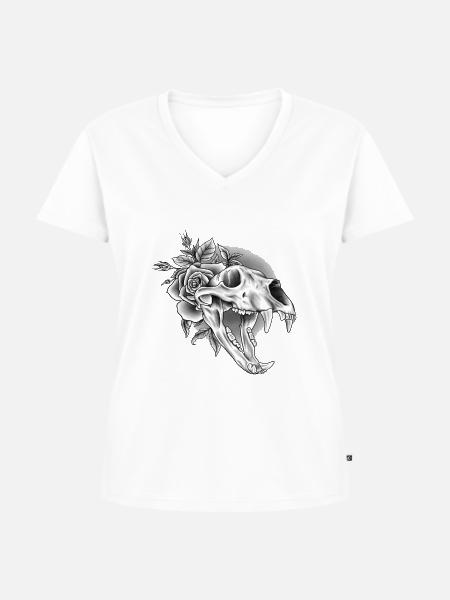Bärenschädel - Frauen Premium Bio T-Shirt mit V-Ausschnitt - Weiß