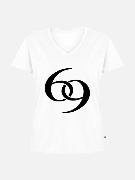 69 - Frauen Premium Bio T-Shirt mit V-Ausschnitt - Weiß