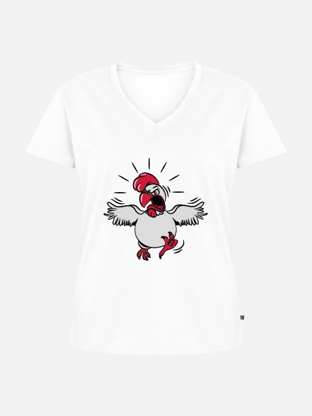 Huhn agressiv witzig - Frauen Premium Bio T-Shirt mit V-Ausschnitt - Weiß