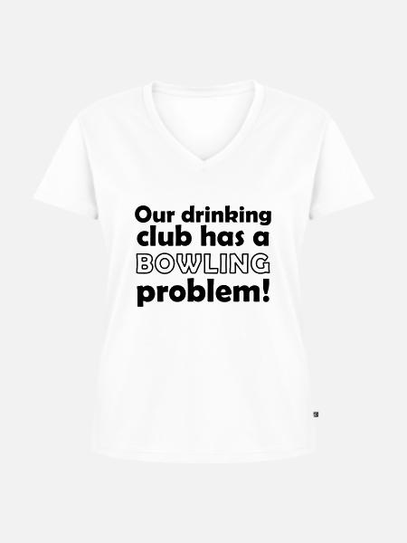 bowling problem - Frauen Premium Bio T-Shirt mit V-Ausschnitt - Weiß