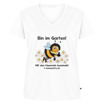Mit Hummeln bummeln im Garten - Frauen Premium Bio T-Shirt mit V-Ausschnitt - Weiß - Vorne - AI Model Female 172 dark (172cm)