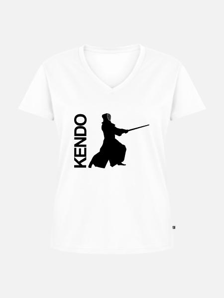 Kendo,Kampfsport,Schwert,Maske,Schwertkampf - Frauen Premium Bio T-Shirt mit V-Ausschnitt - Weiß