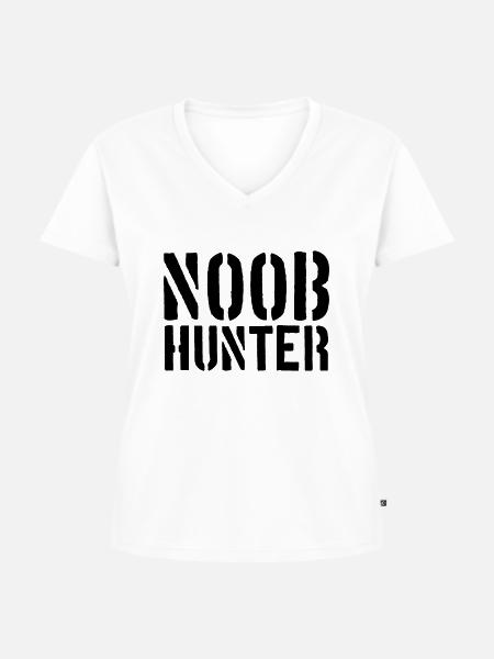 Shooter Noob Hunter Logo - Frauen Premium Bio T-Shirt mit V-Ausschnitt - Weiß