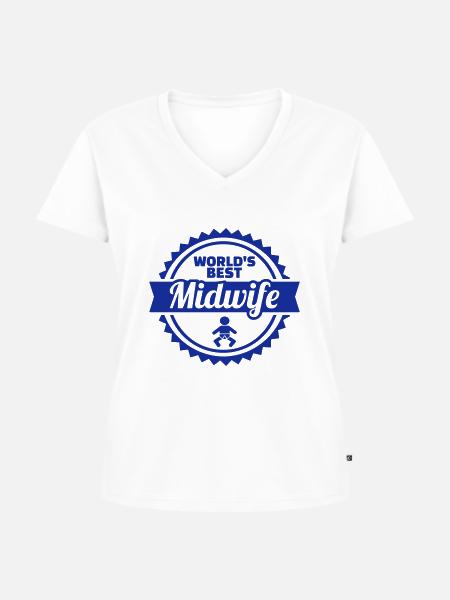 Hebamme - Frauen Premium Bio T-Shirt mit V-Ausschnitt - Weiß