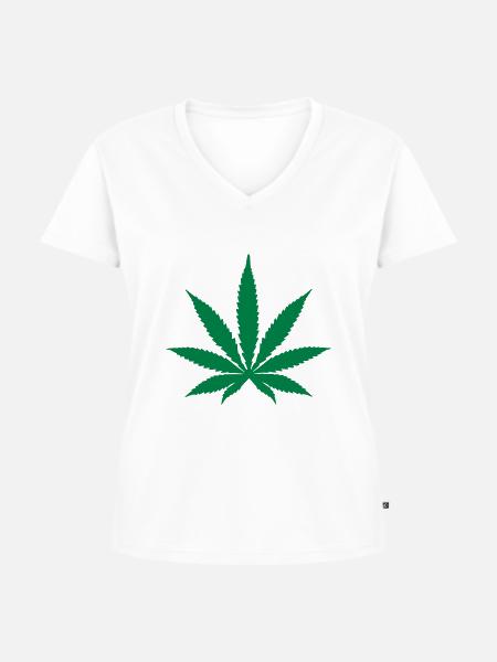 Marihuana - Frauen Premium Bio T-Shirt mit V-Ausschnitt - Weiß
