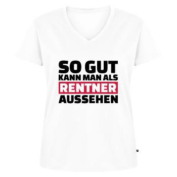 Rentner - Frauen Premium Bio T-Shirt mit V-Ausschnitt - Weiß - Vorne - AI Model Female 172 dark (172cm)
