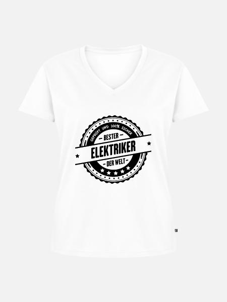 Bester Elektriker - Frauen Premium Bio T-Shirt mit V-Ausschnitt - Weiß