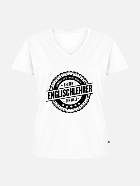 Bester Englischlehrer - Frauen Premium Bio T-Shirt mit V-Ausschnitt - Weiß