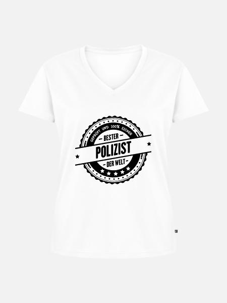 Bester Polizist - Frauen Premium Bio T-Shirt mit V-Ausschnitt - Weiß