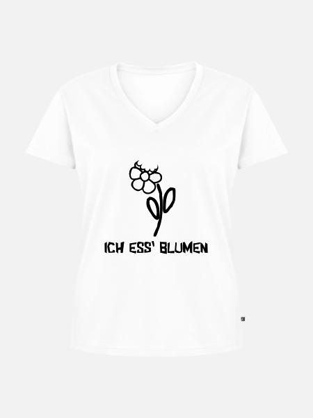 Ich ess Blumen - Frauen Premium Bio T-Shirt mit V-Ausschnitt - Weiß