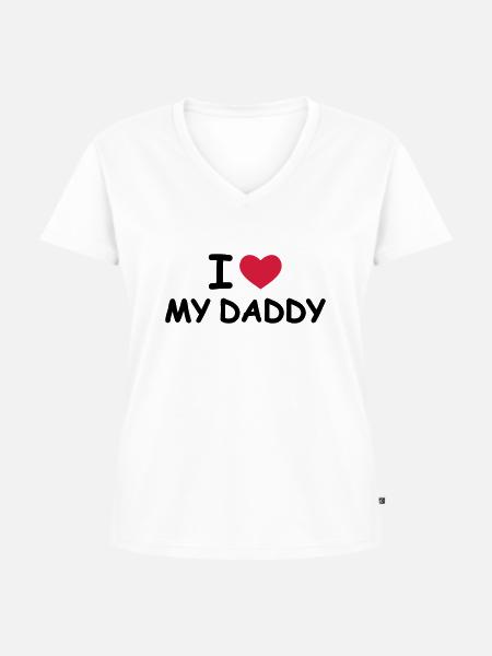 I Love My Daddy - Frauen Premium Bio T-Shirt mit V-Ausschnitt - Weiß