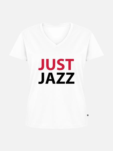 Just Jazz - Frauen Premium Bio T-Shirt mit V-Ausschnitt - Weiß