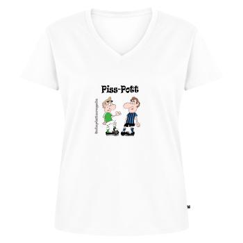 Piss-Pott - Frauen Premium Bio T-Shirt mit V-Ausschnitt - Weiß - Vorne - AI Model Female 172 dark (172cm)