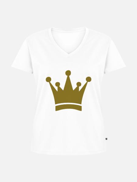 king crown - Frauen Premium Bio T-Shirt mit V-Ausschnitt - Weiß