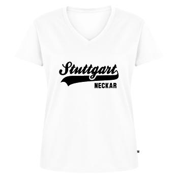 Stuttgart Neckar - Frauen Premium Bio T-Shirt mit V-Ausschnitt - Weiß - Vorne - AI Model Female 172 dark (172cm)