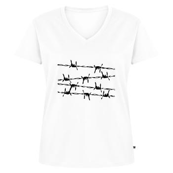 Barbed wire series - Women's Premium Organic V-neck T-shirt - white - Front - AI Model Female 172 dark (172cm)
